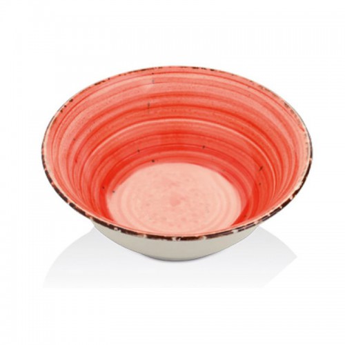 Красная глубокая тарелка из фарфора